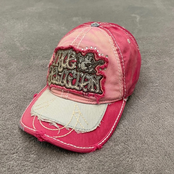 True Religion Other - VTG True Religion Embellished Embroidered Cap Hat Buddha Retro Pink One Size